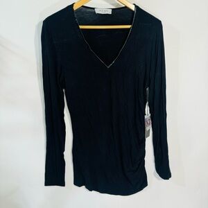 Anthropologie Black V-Neck Long Sleeve Tunic Top NWT
